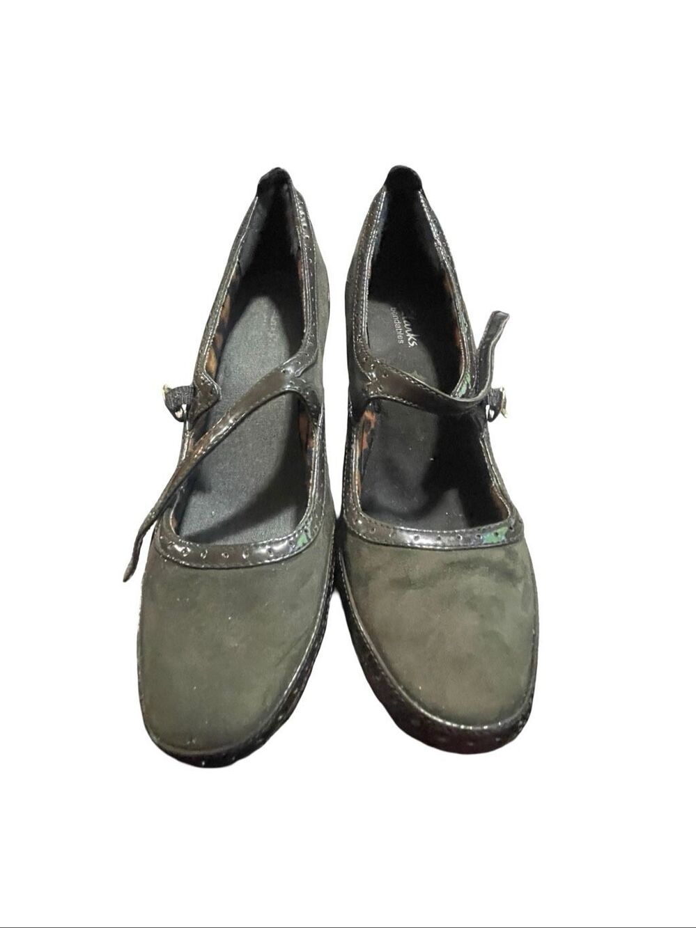 Clarks Bendables Womens Green Suede Mary Jane Pump Heels Size 9M